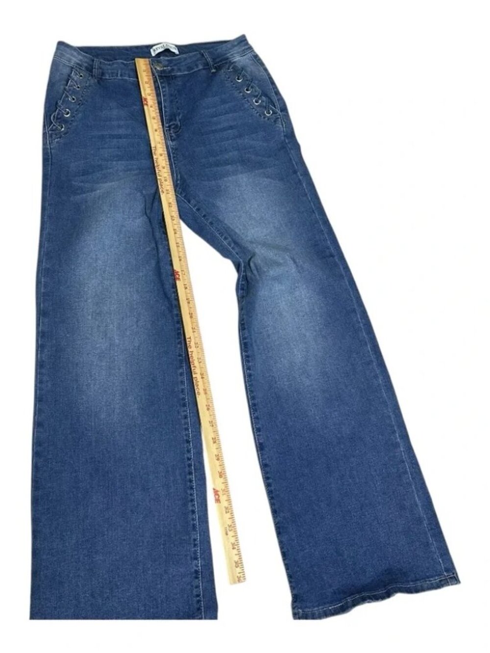 Revelation Women’s Denim Wide Leg Jeans Grommet Detail Size 10 - Picture 8 of 14